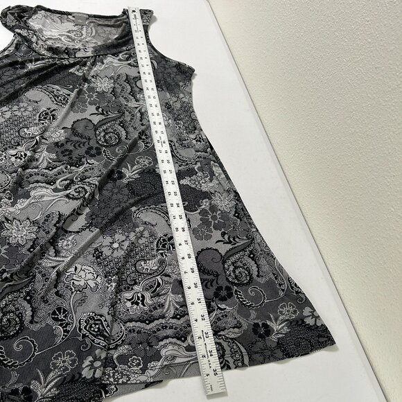 Ann Taylor Dress Size L Black Gray Paisley Twist Collar Sleeveless Pullover - Picture 8 of 8